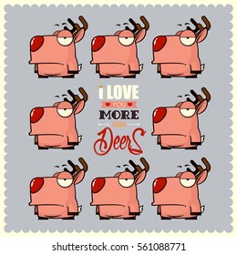 Love greeting card with funny animal character.