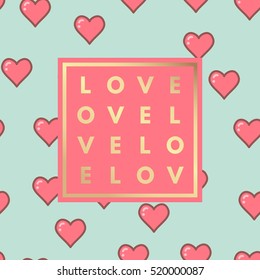 Love greeting card with hearts pattern. Valentine minimal printable journaling card, creative card, art print, minimal label design for banner, poster, flyer.