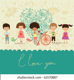 love greeting card with kids