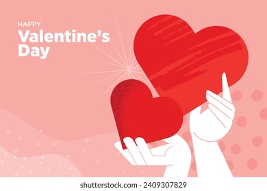 Love greeting card template and banner. Vector illustration for Valentines day, love message, social media post, web banner, marketing.