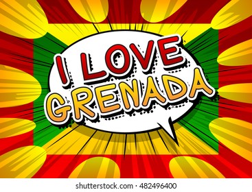 I Love Grenada - Comic book style text.