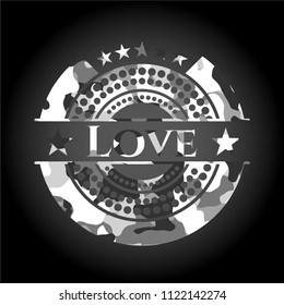 Love grey camouflaged emblem