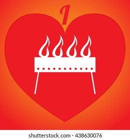 I love grill. Logo or icon in red heart