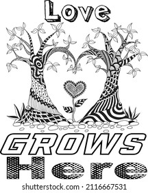 Love grows here typography t-shirt design