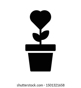 love growth glyph flat vector icon