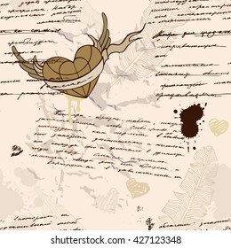 Love grunge background. Handwriting. Seamless vector background.