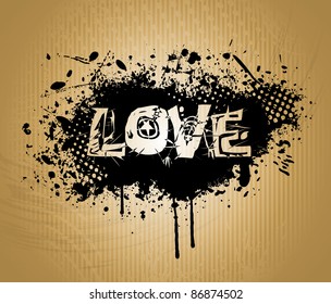 Love Grunge Text with halftone - Vector stylish text
