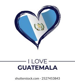 I Love Guatemala Banner with Flag in Heart. Guatemala love Emblem Isolated on White Background. Vector, Illustration, Isolated, Love, Background.