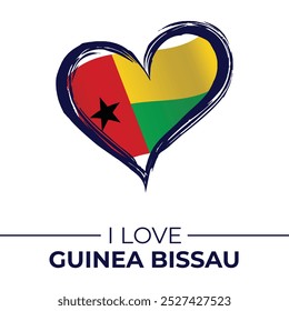 I Love Guinea Bissau Banner with Flag in Heart. Guinea Bissau love Emblem Isolated on White Background. Vector, Illustration, Isolated, Love, Background.