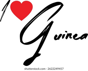 J'Aime Le Nom De La Guinée Country En Typographie Grunge