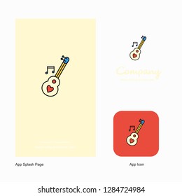 Love guitar Company Logo App Icon and Splash Page Design. Creative Business App Design Elements