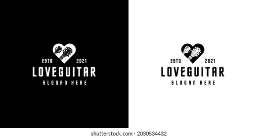 love guitar logo design vector silhouette style