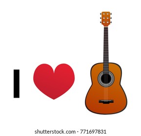 I love guitar vector icon