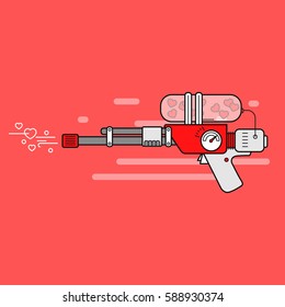 Love gun with hearts for bullets. Vector illustration.
