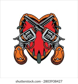 love gun tattoo vector