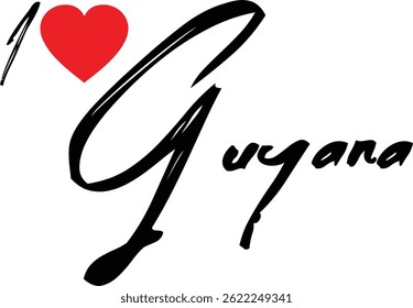 J'Aime Guyana Nom Country En Grunge Typographie De Texte