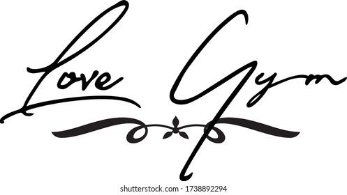 Gimnasio de amor caligrafía cursiva texto 