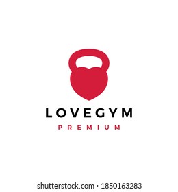 love gym kettlebell fitness logo vector icon illustration