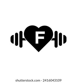 Love Gym Logo combine with letter F vector template