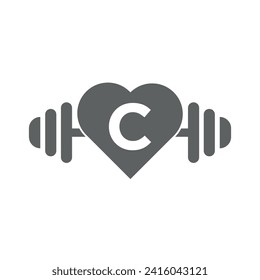 Love Gym Logo combine with letter C vector template