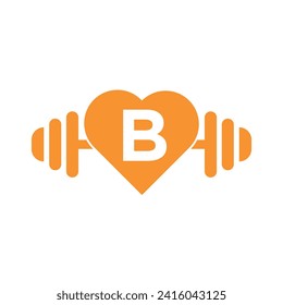 Love Gym Logo combine with letter B vector template