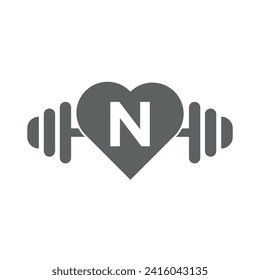 Love Gym Logo combine with letter N vector template