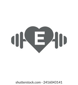 Love Gym Logo combine with letter E vector template