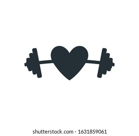 love gym weight lift barbel vector logo design template