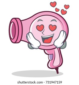 In love hair dryer character vector