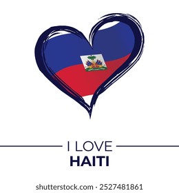 I Love Haiti Banner with Flag in Heart. Madagascar love Emblem Isolated on White Background. Vector, Illustration, Isolated, Love, Background.