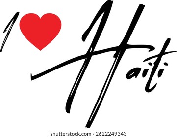 J'Aime Haïti Nom Country En Grunge Typographie Texte