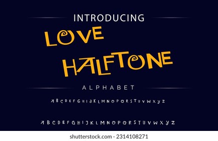 Love Halftone Playful style font design, childish alphabet letters and numbers vector illustration