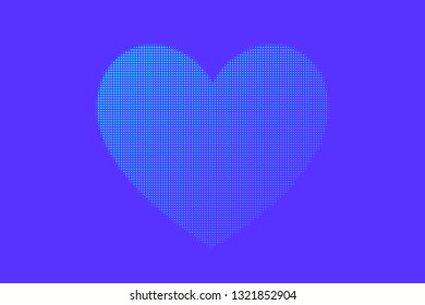 Love, halftone textured heart pattern vector illustration on blue background