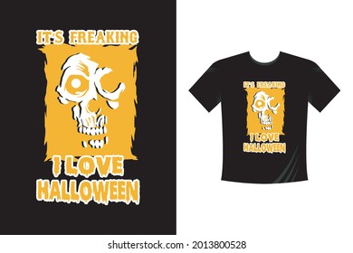 I love Halloween. Halloween Tshirt Template - Vector