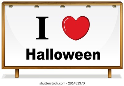 I love halloween in wooden frame