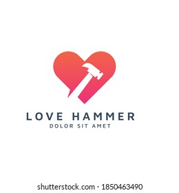 love and hammer negative space logo design