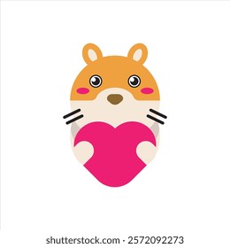 Love hamster flat icon vector design illustration, cute pets icon design. Valentines day theme pattern vector design illustration. 