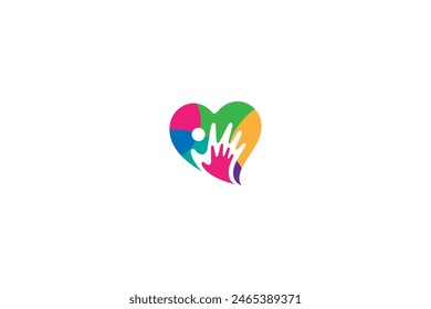 love hand care logo in colorful vector design style