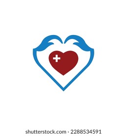 Love hand care medical icon logo 