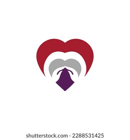 Diseño del logotipo del vector de cuidado de la mano de amor 
