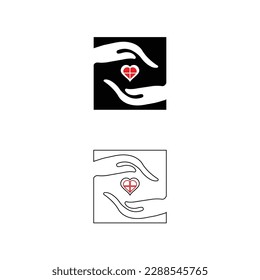 Love hand care vector logo template design 