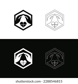 Diseño del logotipo del vector de cuidado de la mano de amor 