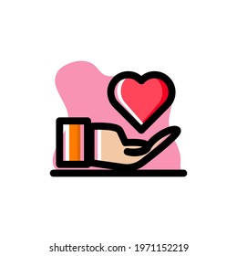 Love Hand Conceptual Vector Icon Illustration Design eps10