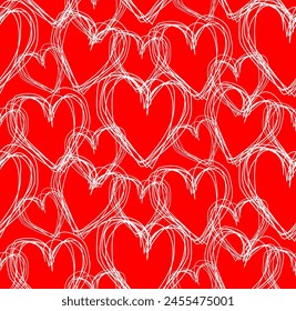 Love hand drawing pattern seamless. Heart hand drawing background. Valentine's Day texture