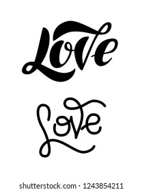 love. Hand drawn creative, modern lettering isolated on white background. design for holiday greeting card and invitation wedding, Birthday, Valentine s day and Happy love day. set of Vector elements