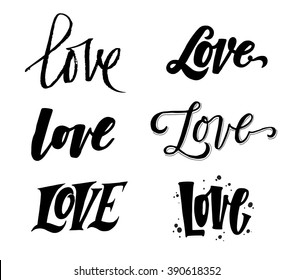 Love. Hand drawn custom lettering and calligraphy. Can be printed on cards, pillows, phone cases, etc. For wedding projects.