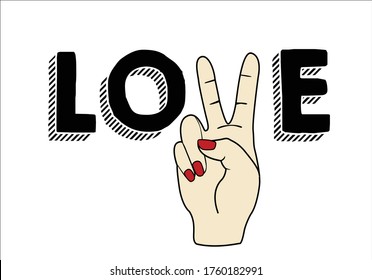 love with hand drawn icon no bad vibes hand with hand icon  positive fashion slogan motivation inspiration