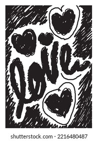 Love hand drawn illustration with heart symbol. valentine's day.