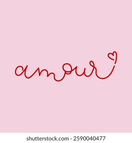 Love hand drawn lettering: amour. Symbol of affection, loyalty, kindness. Vector illustration, flat design