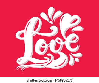 Love. Hand drawn lettering. Vector illustration. Perfect logo for Wedding or Valentine's day design